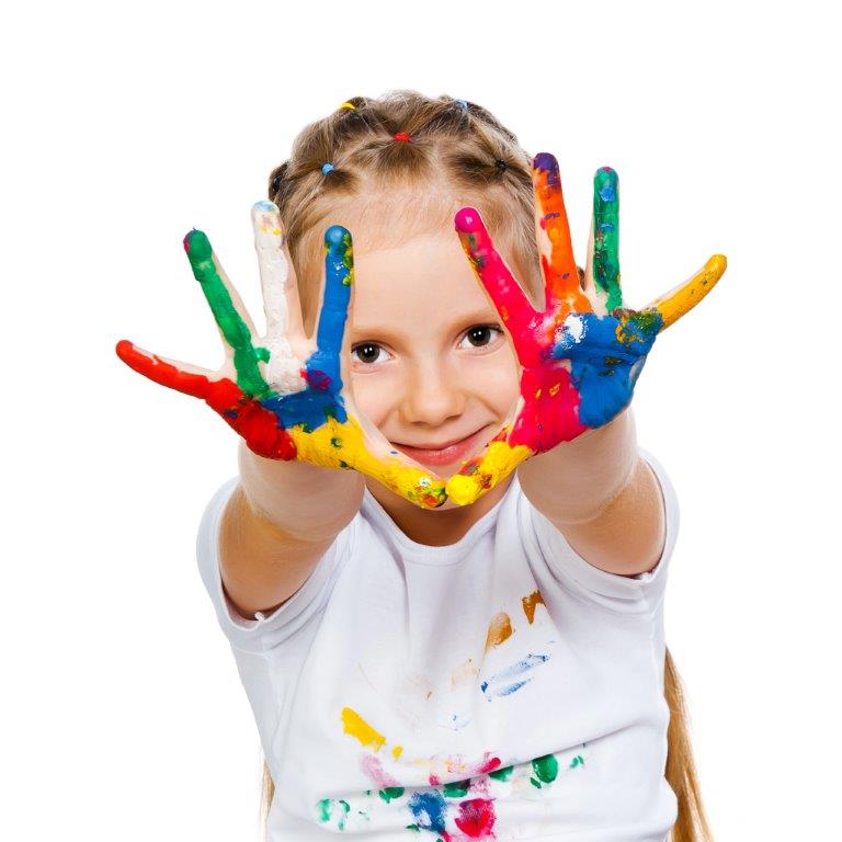 kid with paint on fingers